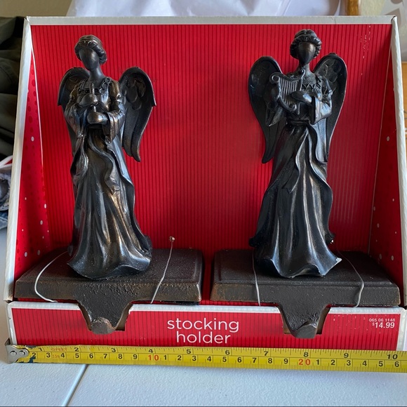 Angel Christmas Stocking Holder Set of Two (2) Bronze Color - Picture 10 of 13